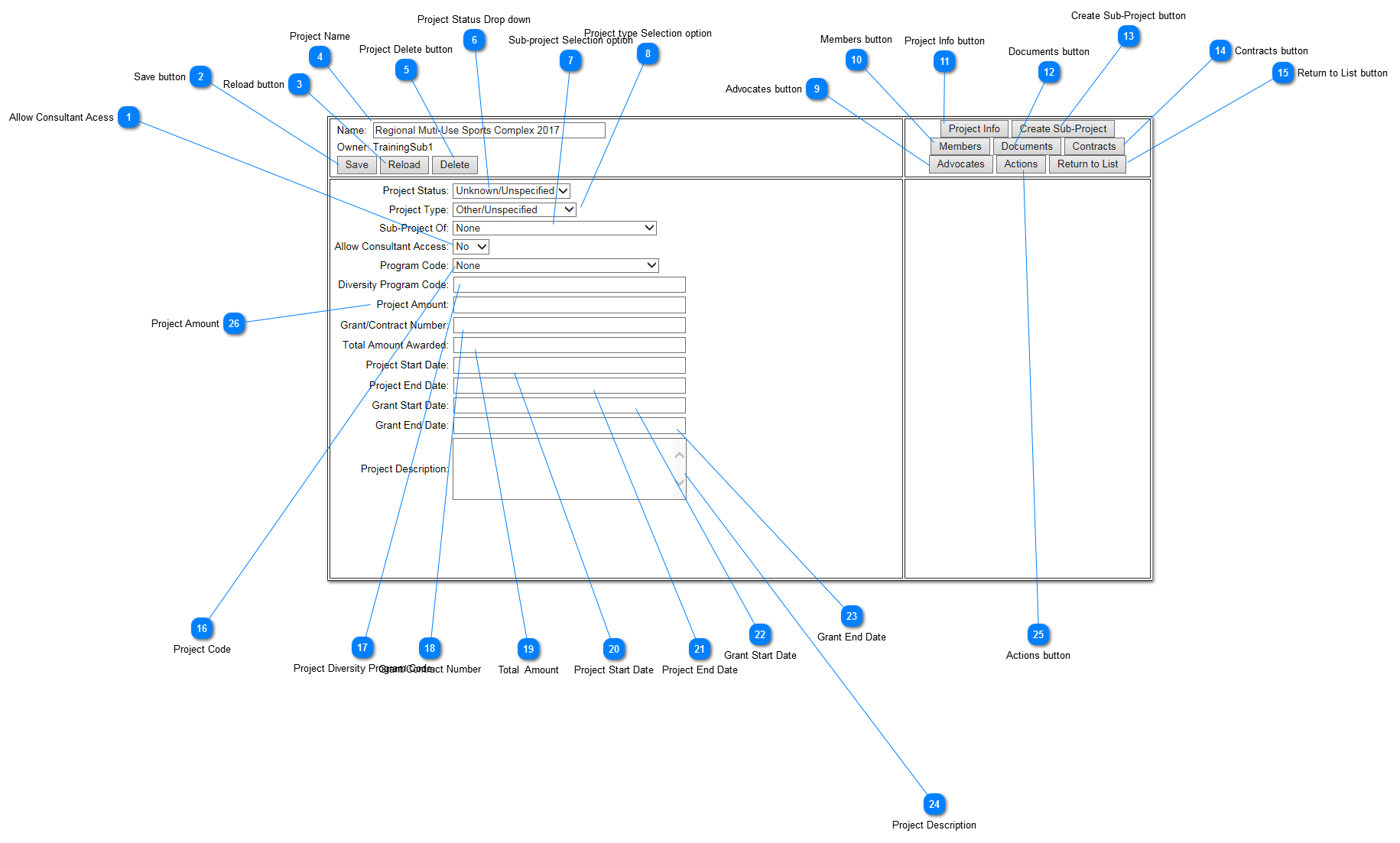 Project Setup Screen/Layout