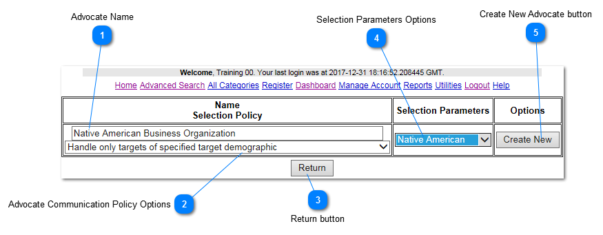 Completed Advocate Creation Screen